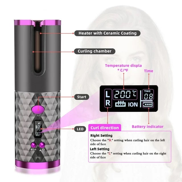Rechargeable Professional Automatic Hair Curling Iron