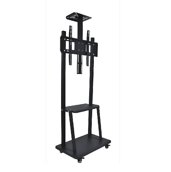 32-70 Inch Mobile Trolley Floor TV Mount Stand with 2 Shelves