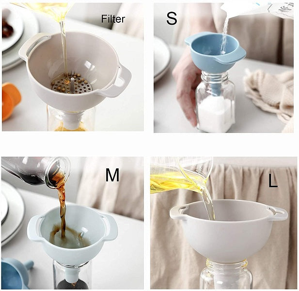 4 in 1 Mini Funnels with Detachable Strainer
