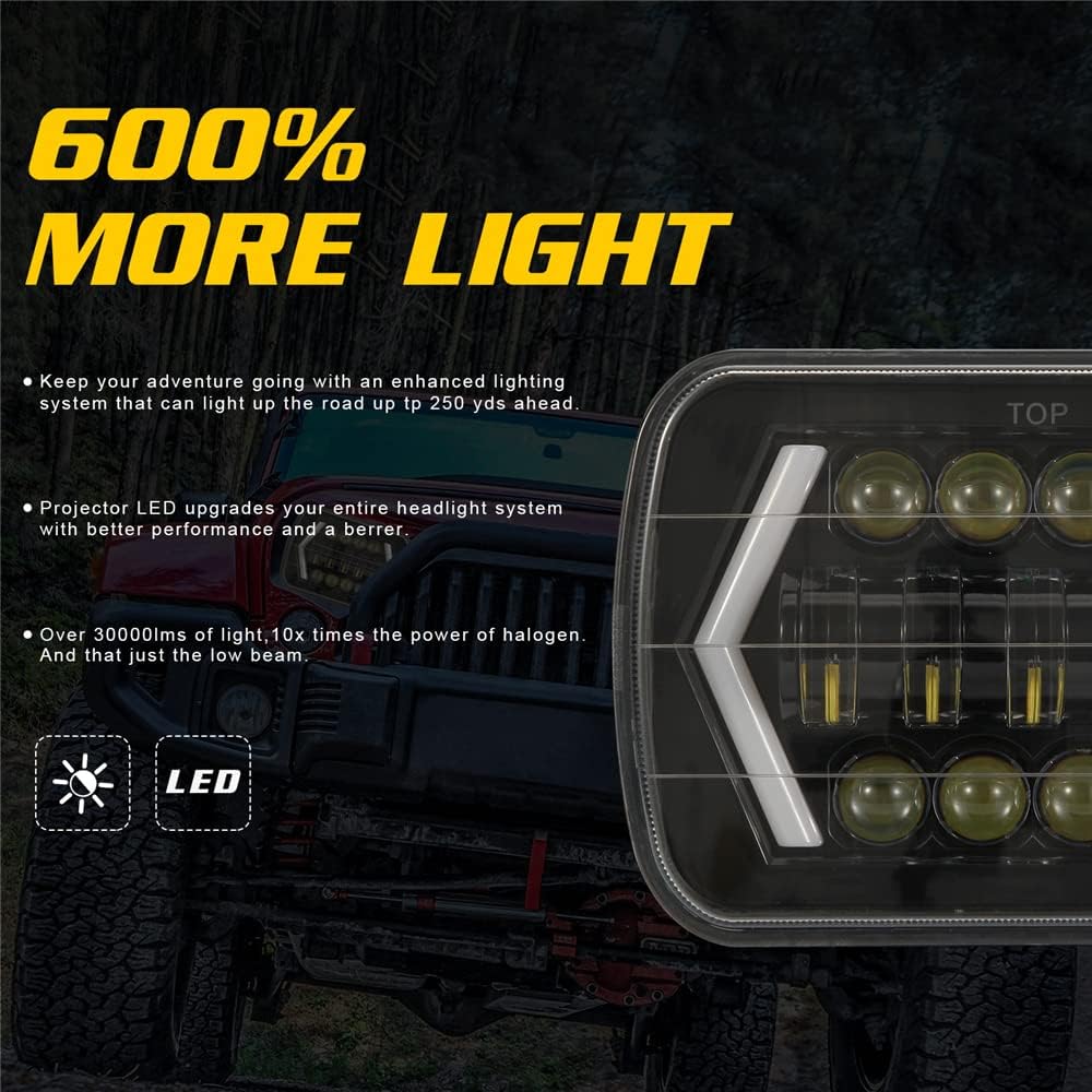 300W 7 inch LED Car Headlight Aluminum Shell Square (Single)