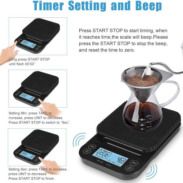 3kg/0.1g Digital Coffee Scale With LCD Backlight