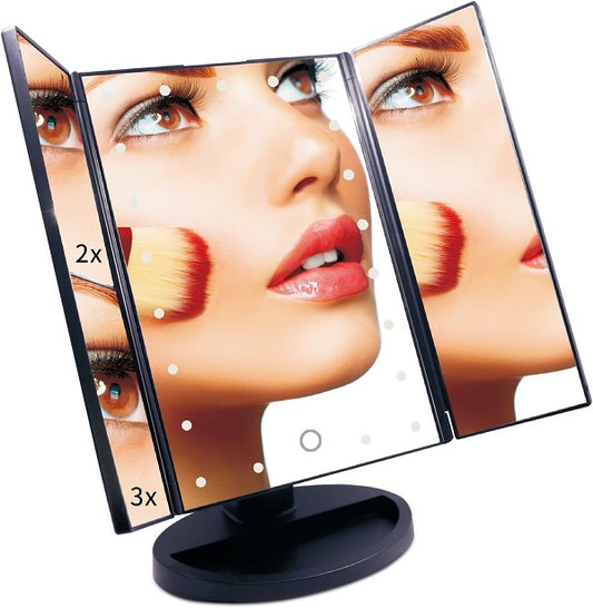 Desktop Mirror with LED Light + Magnifiers