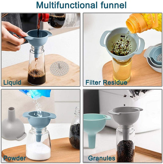 4 in 1 Mini Funnels with Detachable Strainer