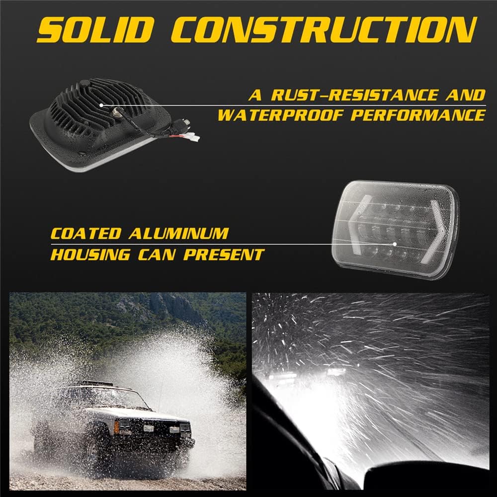 300W 7 inch LED Car Headlight Aluminum Shell Square (Single)