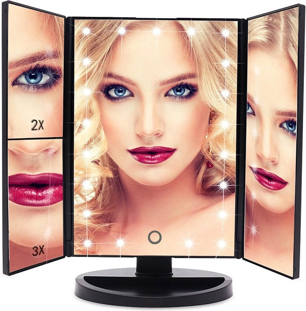 Desktop Mirror with LED Light + Magnifiers