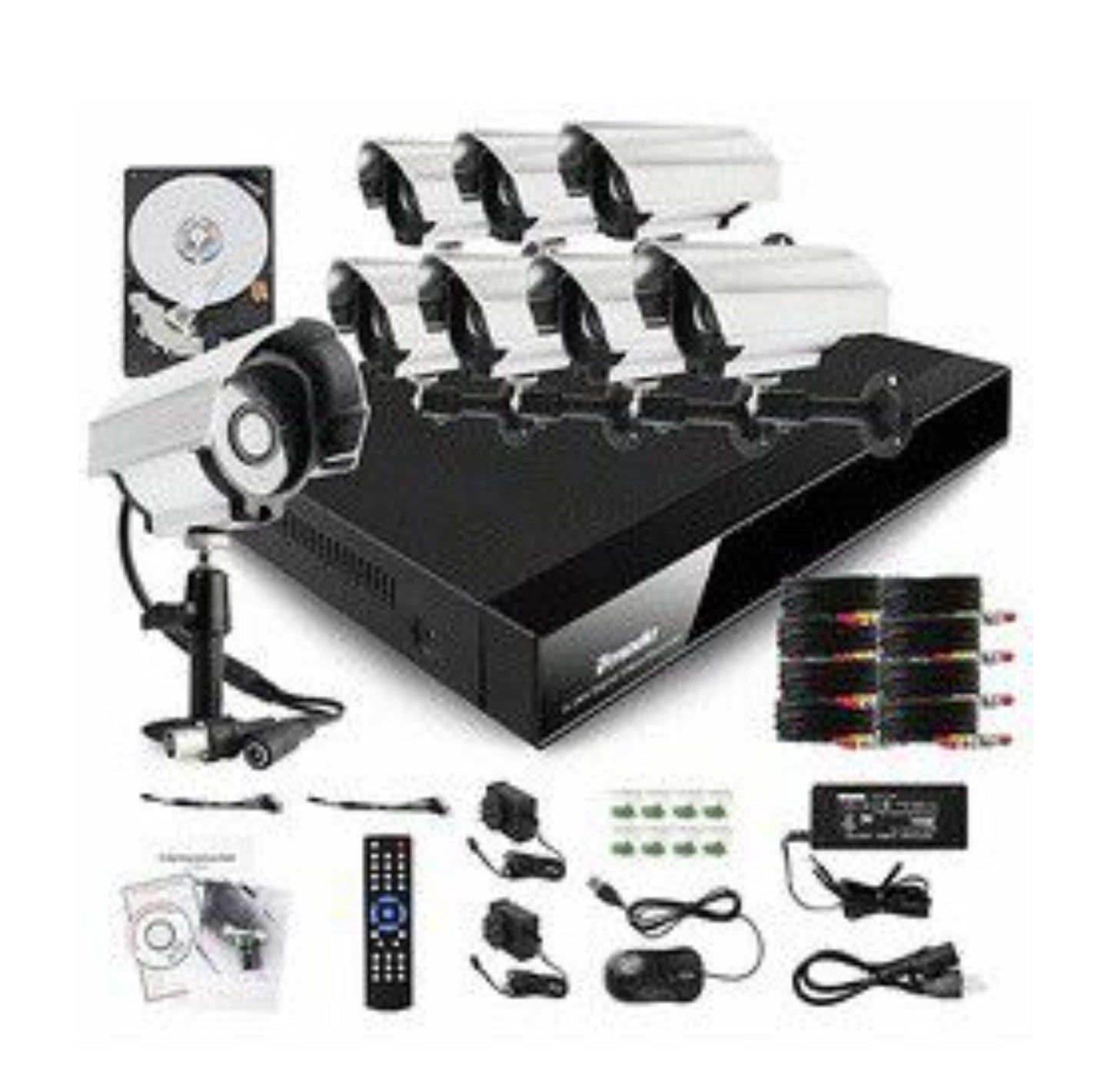 Complete 8 Channel CCTV D.I.Y Kit with 900TVL HD Day, Night Indoor & Outdoor Cameras - Includes 500GB HDD