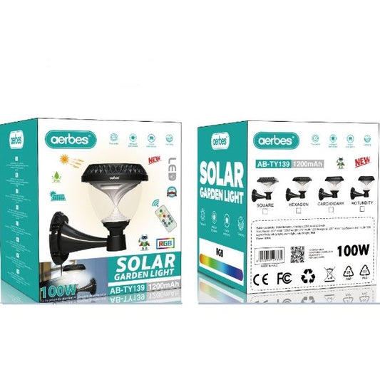 Solar Powered Wall Light RGB + White & Warm White With Remote Control