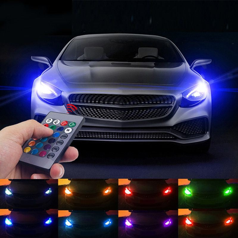 Car RGB H1/H7 Wedge Lamp with Remote Controller Flash/Strobe - Set