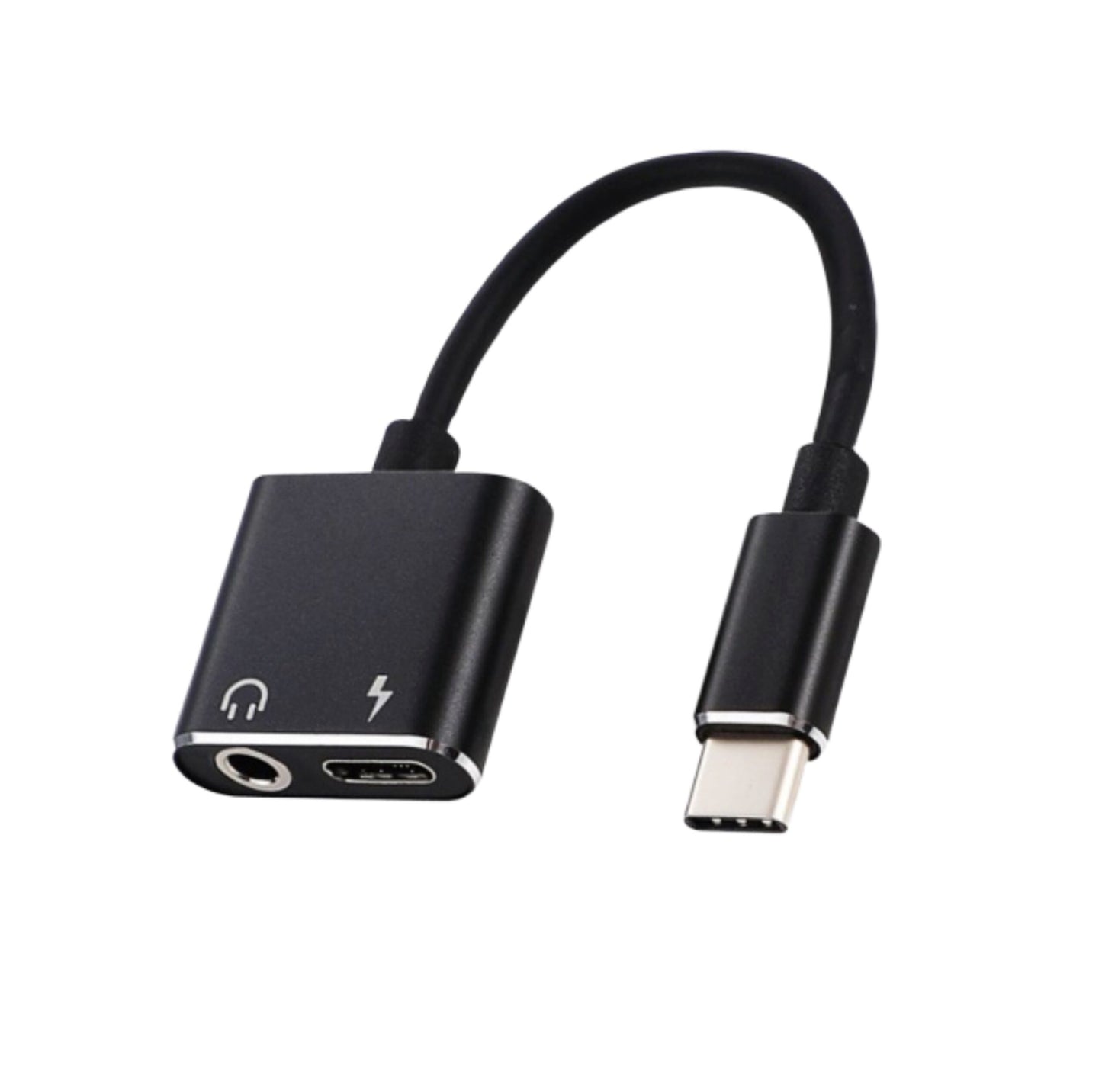 2 in 1 USB Type C to 3.5mm Audio Cable - Black