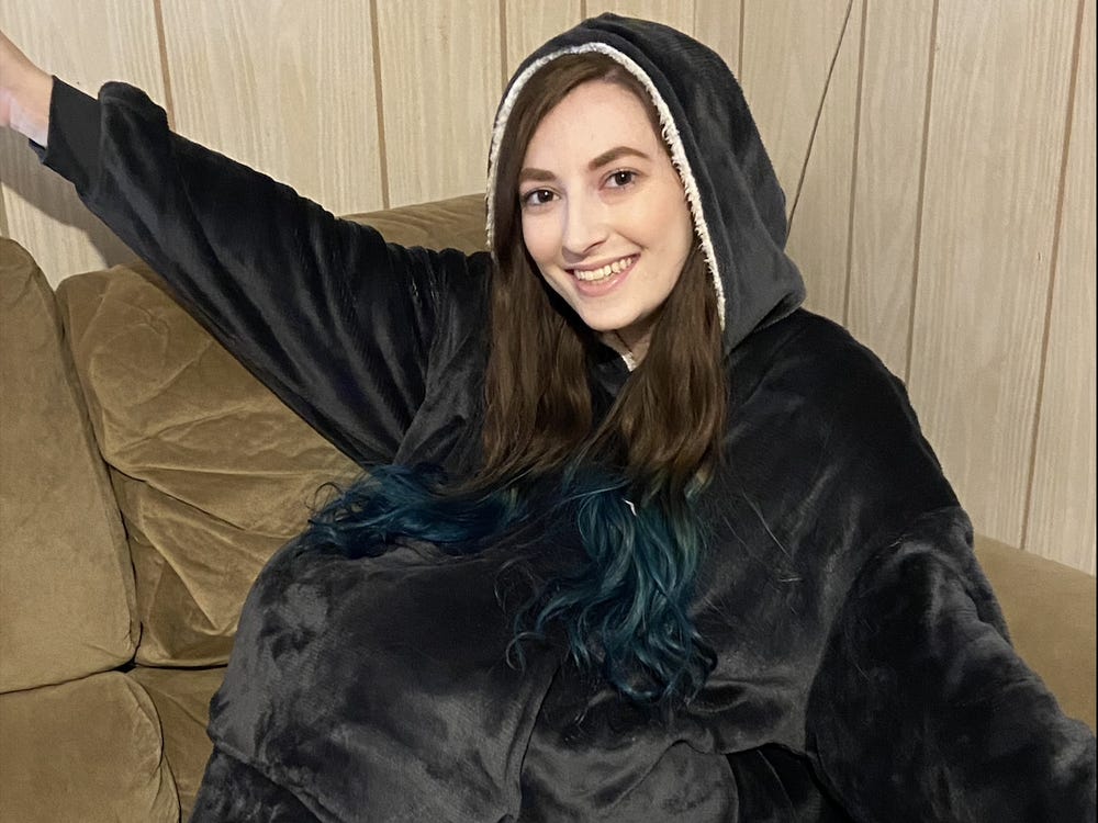 Huggle Hoodie, Ultra Plush Blanket, One Size fit all - Black