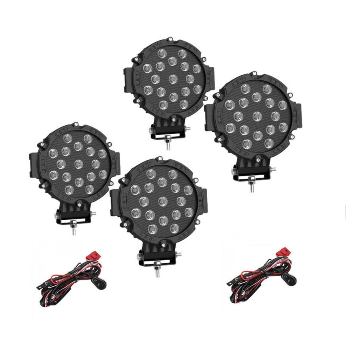 4 Pieces Off-Road 51 Watts Car A Fog Light/Work Spot Light & Wiring Harness