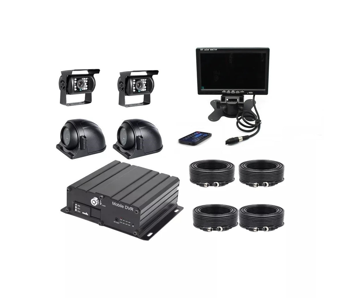 4 Channel mobile sdvr vehicle cctv kit with g-sensor, wifi, 4g, gps & remote monitoring (256gig SD Card)