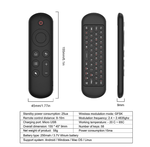 Rechargeable AIR Wireless 2.4GHz MOUSE REMOTE Mini KeyBoard with RGB Backlight & Dual Mode