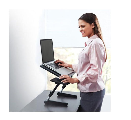 Stand & Work Adjustable Laptop Desk With Mountable Mouse Tray