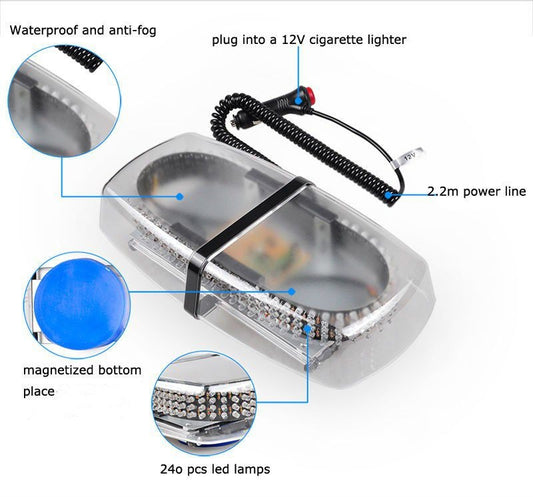Universal Emergency LED Strobe & Warning Light - Clear/White