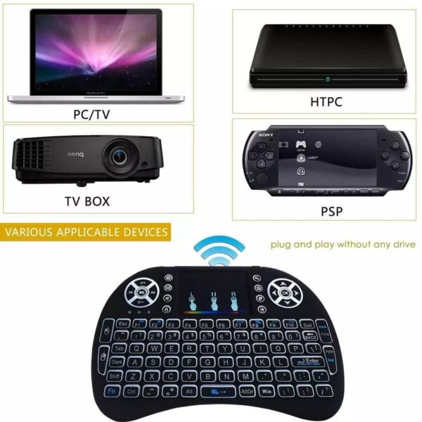 18 Rechargeable Mini Wireless Keyboard LED Backlit Air Mouse