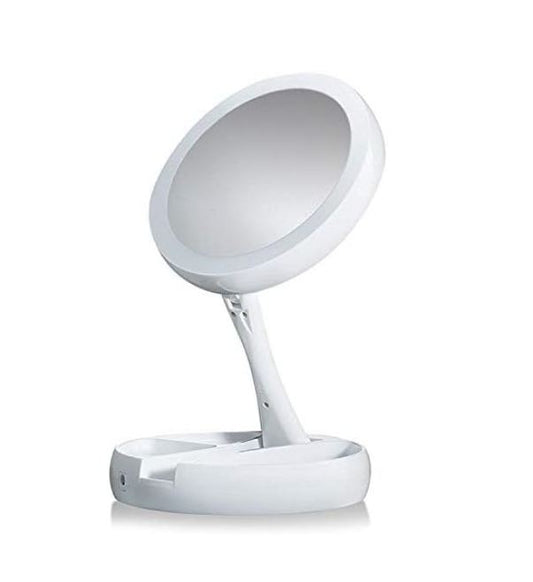 Foldable LED Magnifier Makeup Mirror