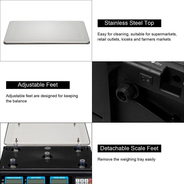 Industrial 40KG Digital Stainless Steel Electronic Scale with LCD Double Sided Display