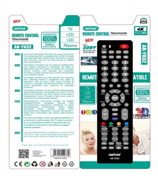 TV Remote Control Compatible With Sony And Most TVs