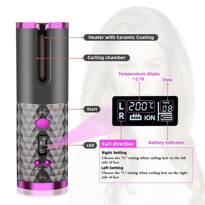 Rechargeable Professional Automatic Hair Curling Iron