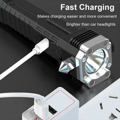 Super Bright LED Torch With Safety Hammer And Side Light