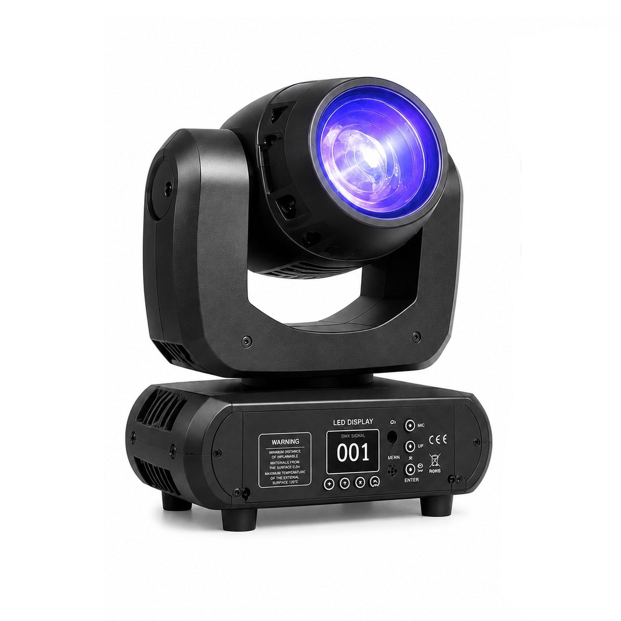 100W LED Moving Head Beam Light with Multi-Colour Gobo Effects, DMX Control, LED Display & Stage Lighting Projection for DJ, Events, Parties and Live Shows