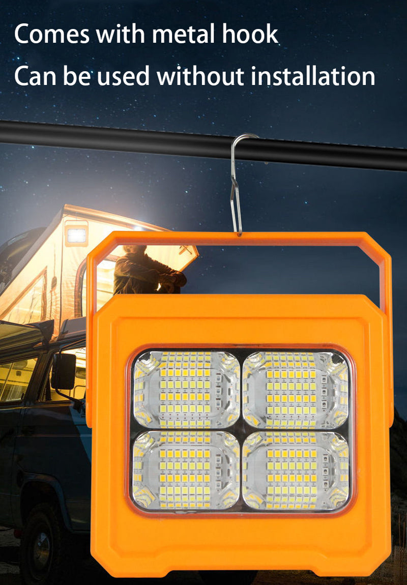 Solar Powered 124LED Work Light 3000mah Battery