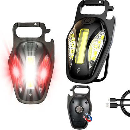 Rechargeable Magnetic LED + COB Keychain Torch With Carabiner Hook