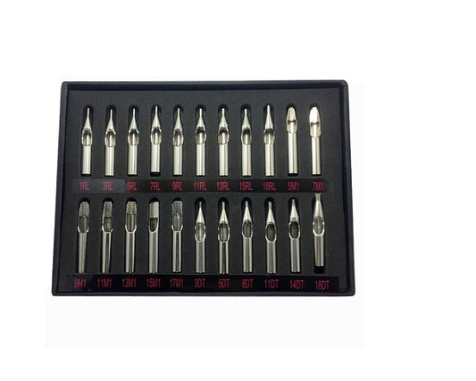 22 Piece Stainless Steel Tattoo Nozzle Tips