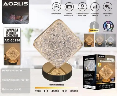 Rechargeable 3 LED Mode Night Table Lamp
