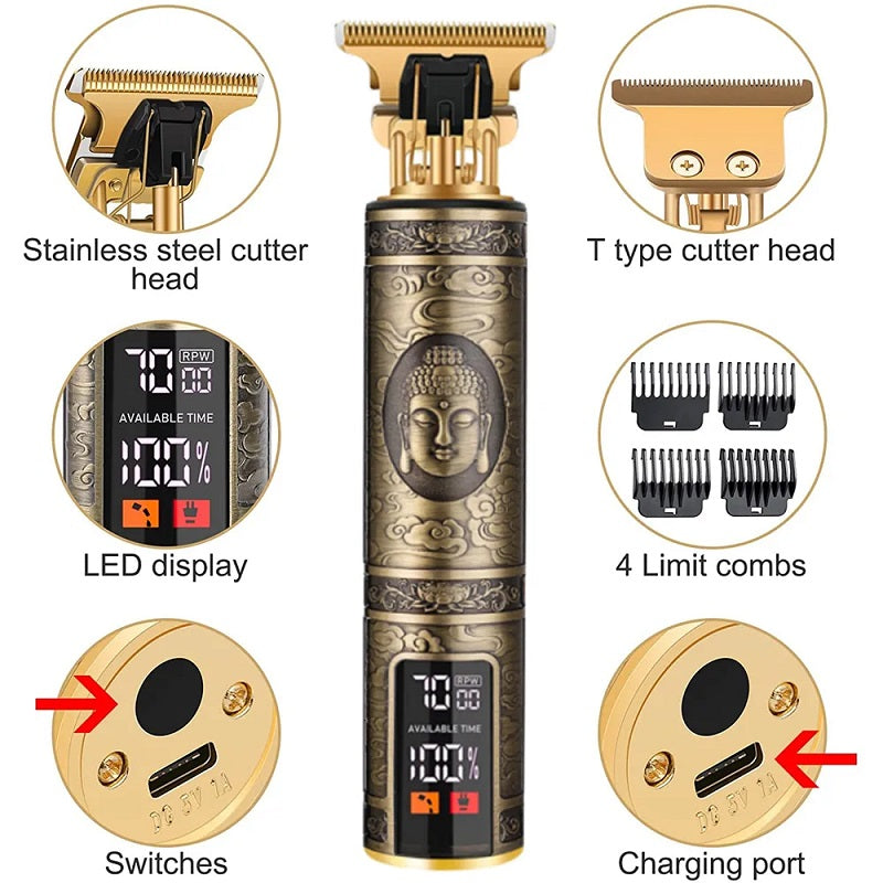 Professional LCD Display USB Charging Hair Trimmer 1200Mah