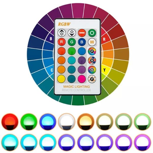 RGB 15W LED Colour Changing Lamp Dimmable Magic Bulb with Remote