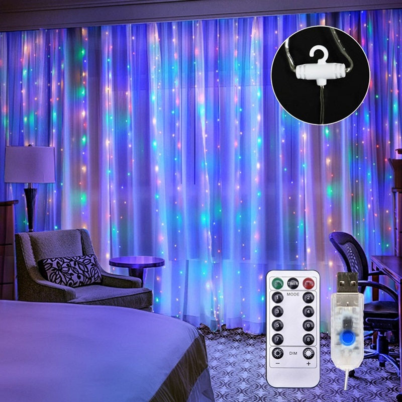 3x2M Remote Control Copper Wire Fairy Curtain Light With – My Store