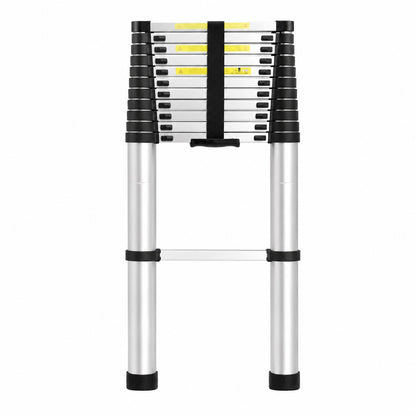4.1m Aluminium Telescopic Ladder Portable Collapsible Extension Ladder with Locking Steps, Anti-Slip Feet & Compact Storage Design