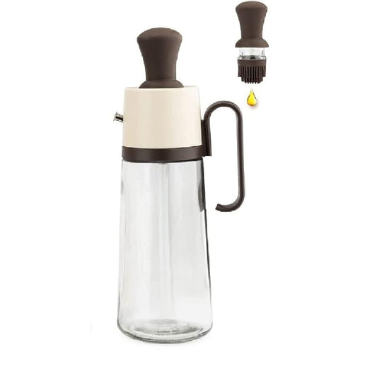 630ml Assorted Color Glass Seasoning Bottle With Pastry Oil Brush For Cooking And Baking