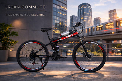 26” 48V 250W Foldable Electric Mountain Bike – 8Ah Lithium Battery, Front Suspension & Disc Brakes