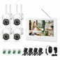 2MP Wireless Security Camera Kit with 8-Inch Monitor, 4 Outdoor WiFi Cameras, Night Vision, Power Adapters & Accessories – Home & Business Surveillance System