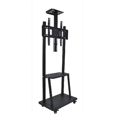 32-70 Inch Mobile Trolley Floor TV Mount Stand with 2 Shelves