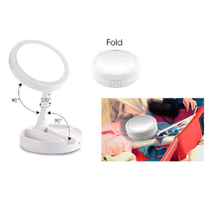 Foldable LED Magnifier Makeup Mirror