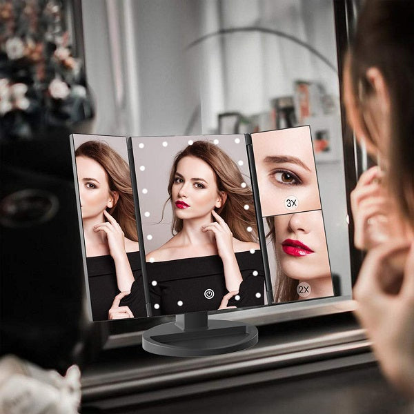 Desktop Mirror with LED Light + Magnifiers