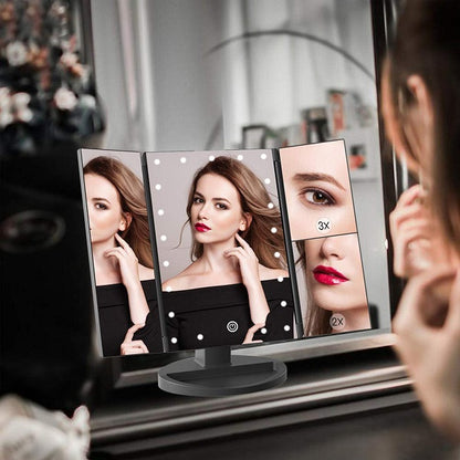 Desktop Mirror with LED Light + Magnifiers