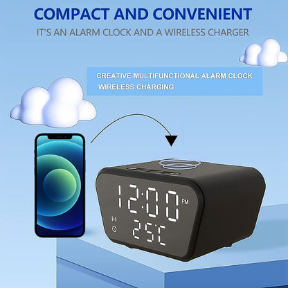 15W Alarm Clock With Wireless Charger + Temperature