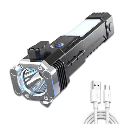 Super Bright LED Torch With Safety Hammer And Side Light