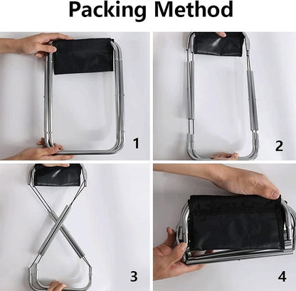 Black Foldable Camping Stool With Bag