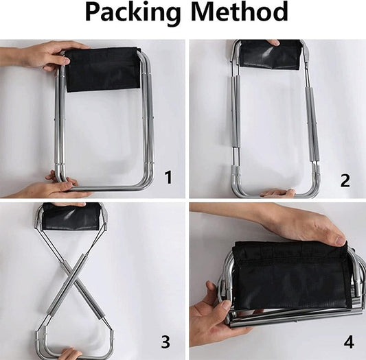 Black Foldable Camping Stool With Bag