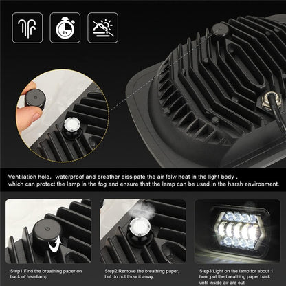 300W 7 inch LED Car Headlight Aluminum Shell Square (Single)