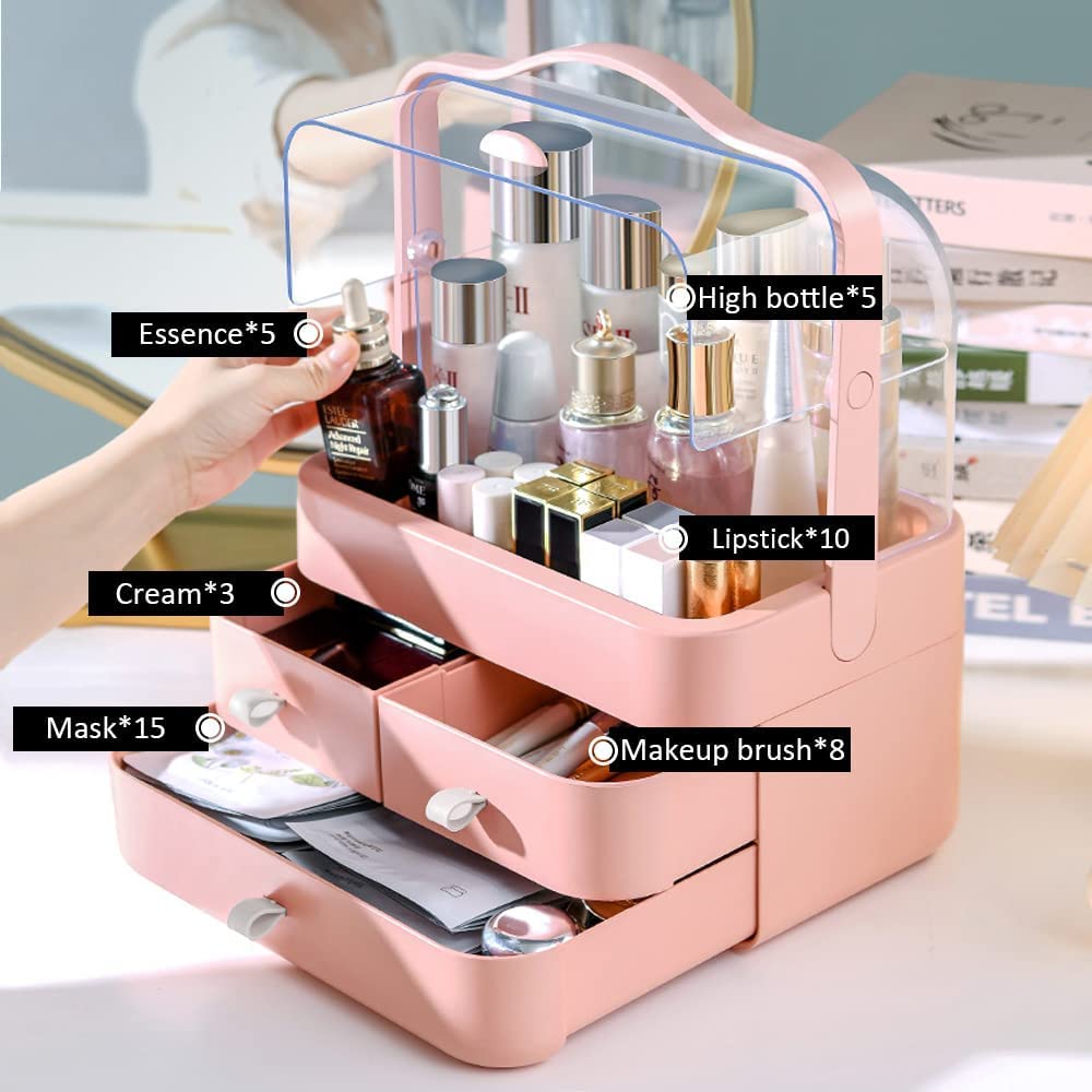 Cosmetics Storage Case With 3 Drawers