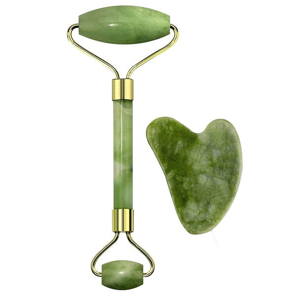 Natural Jade Stone Massage Roller and Gua-Sha Massager For The Face
