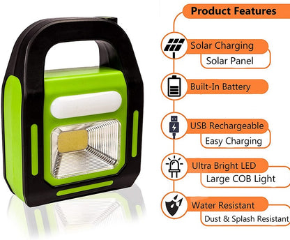 5W Rechargeable Solar Powered LED + COB Emergency Work Light