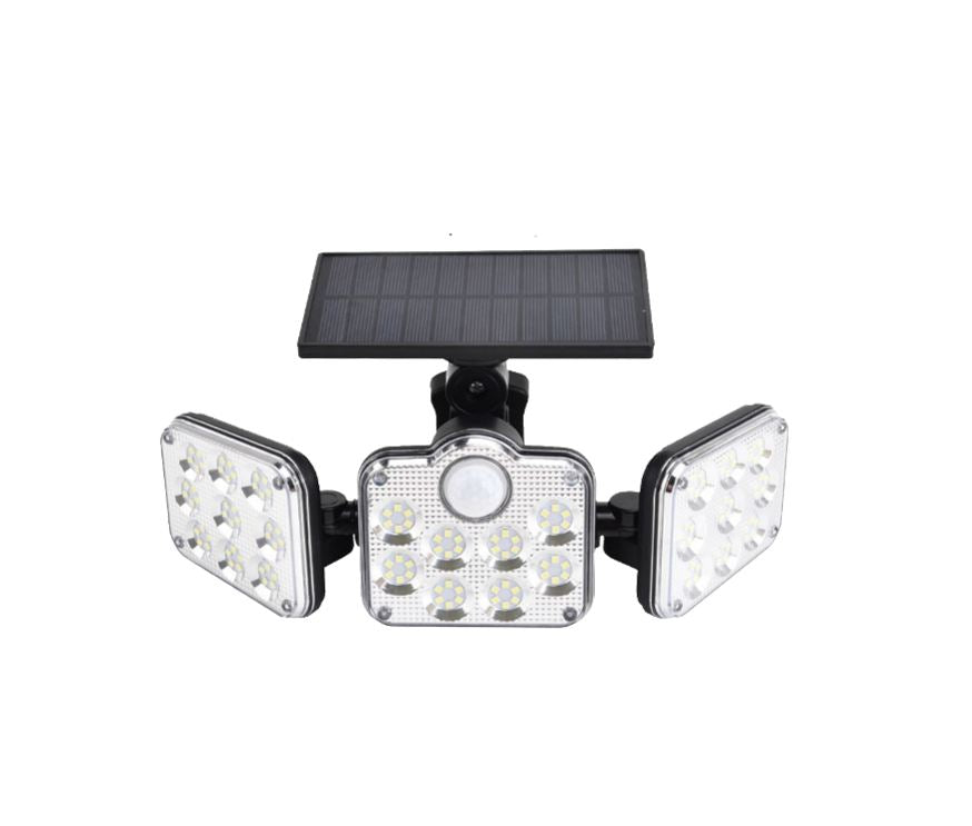 Three Head Outdoor Solar Powered LED Sensor Wall Light